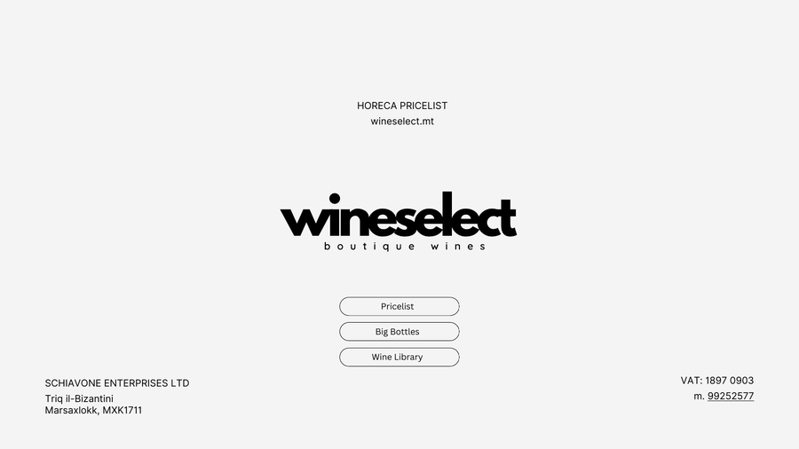 Wineselect HORECA pricelist cover